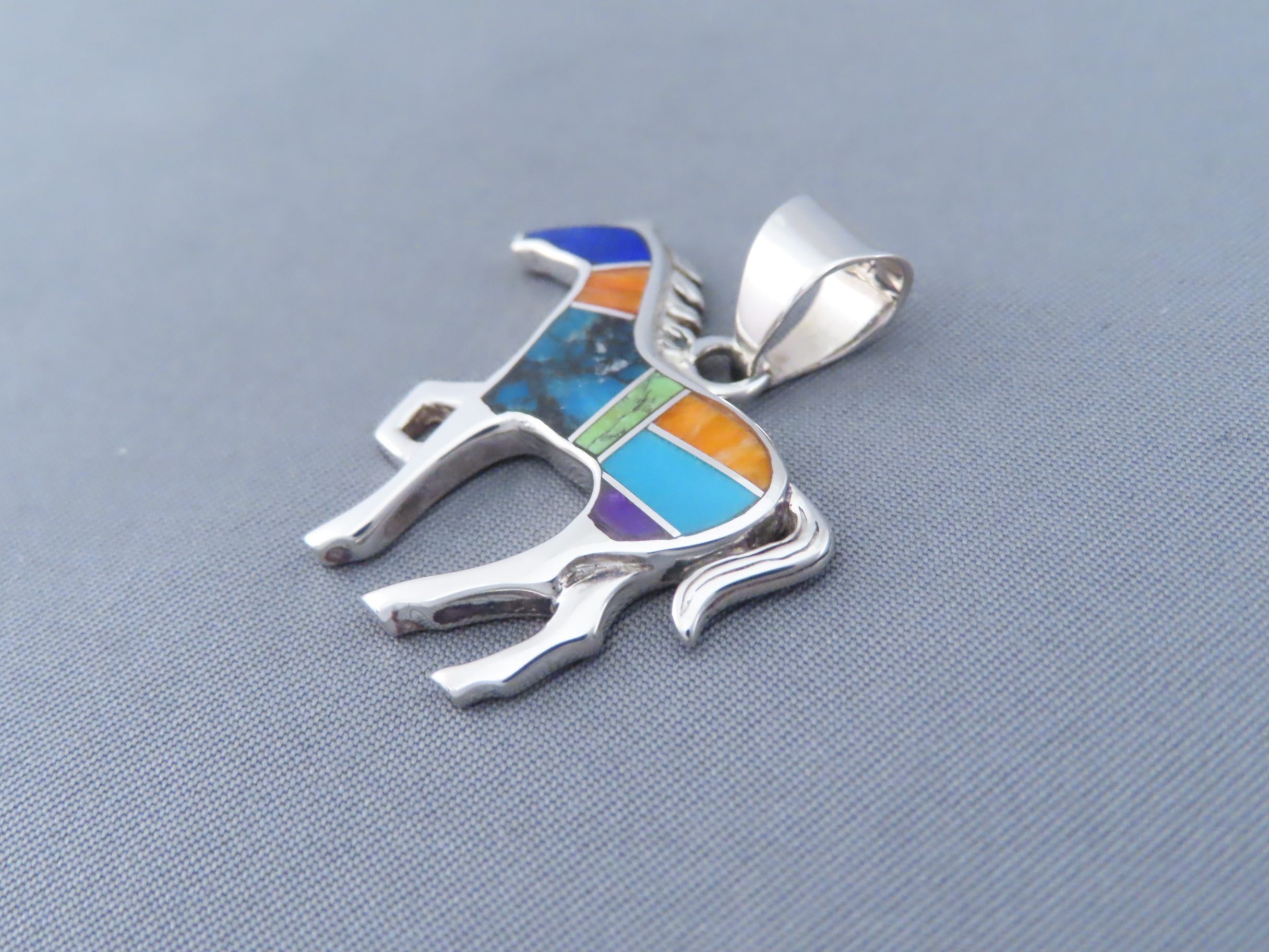 Inlaid Multi-Color Horse Pendant (Medium-Size)