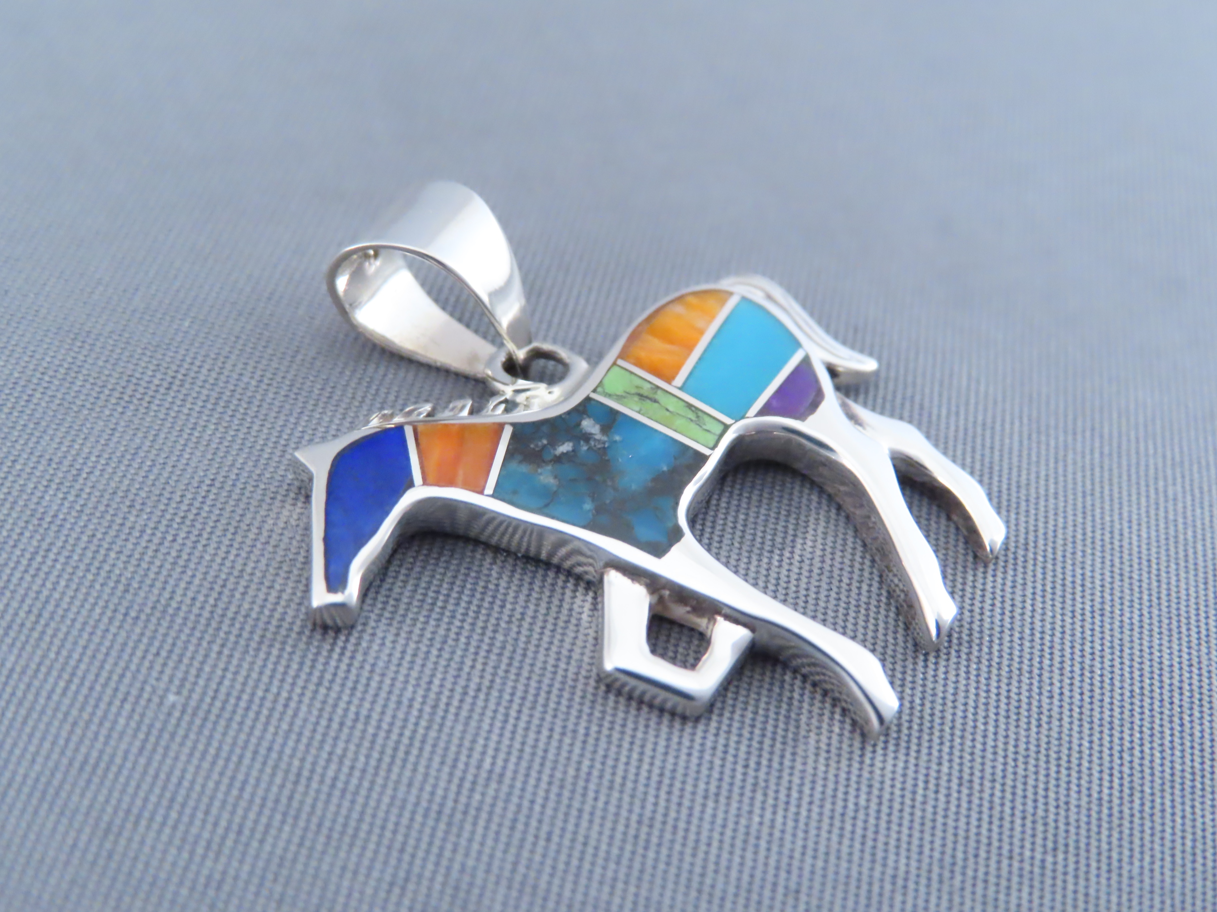 Inlaid Multi-Color Horse Pendant (Medium-Size)