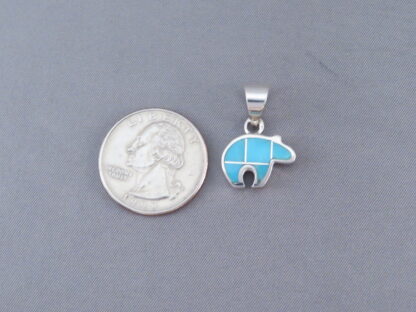 Turquoise Inlay Bear Pendant (small)
