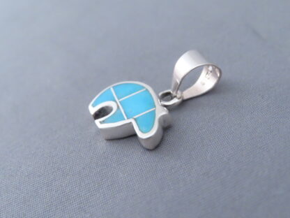 Turquoise Inlay Bear Pendant (small)