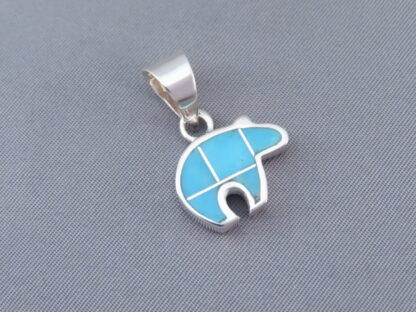 Turquoise Inlay Bear Pendant (small)