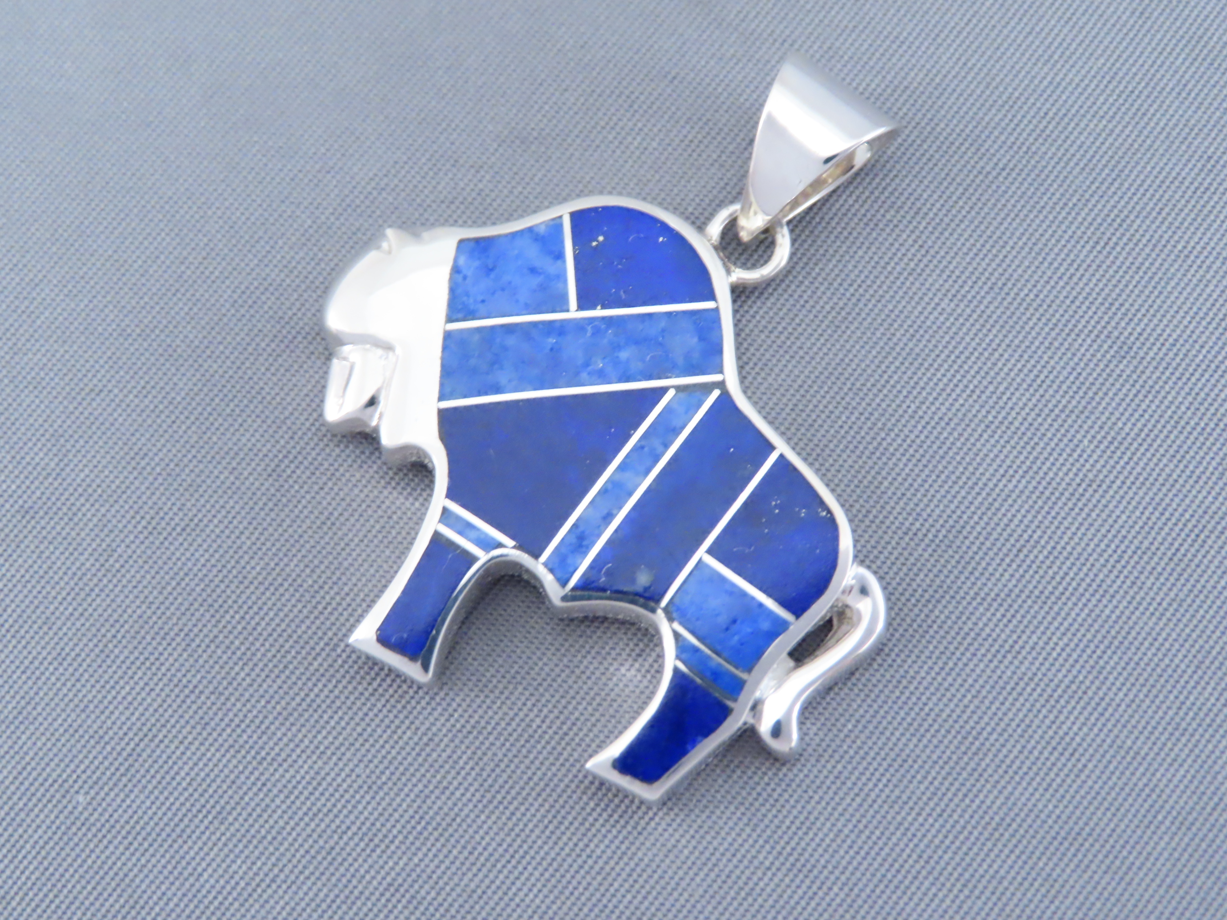 Lapis Inlay Bison Pendant – Buffalo Pendant