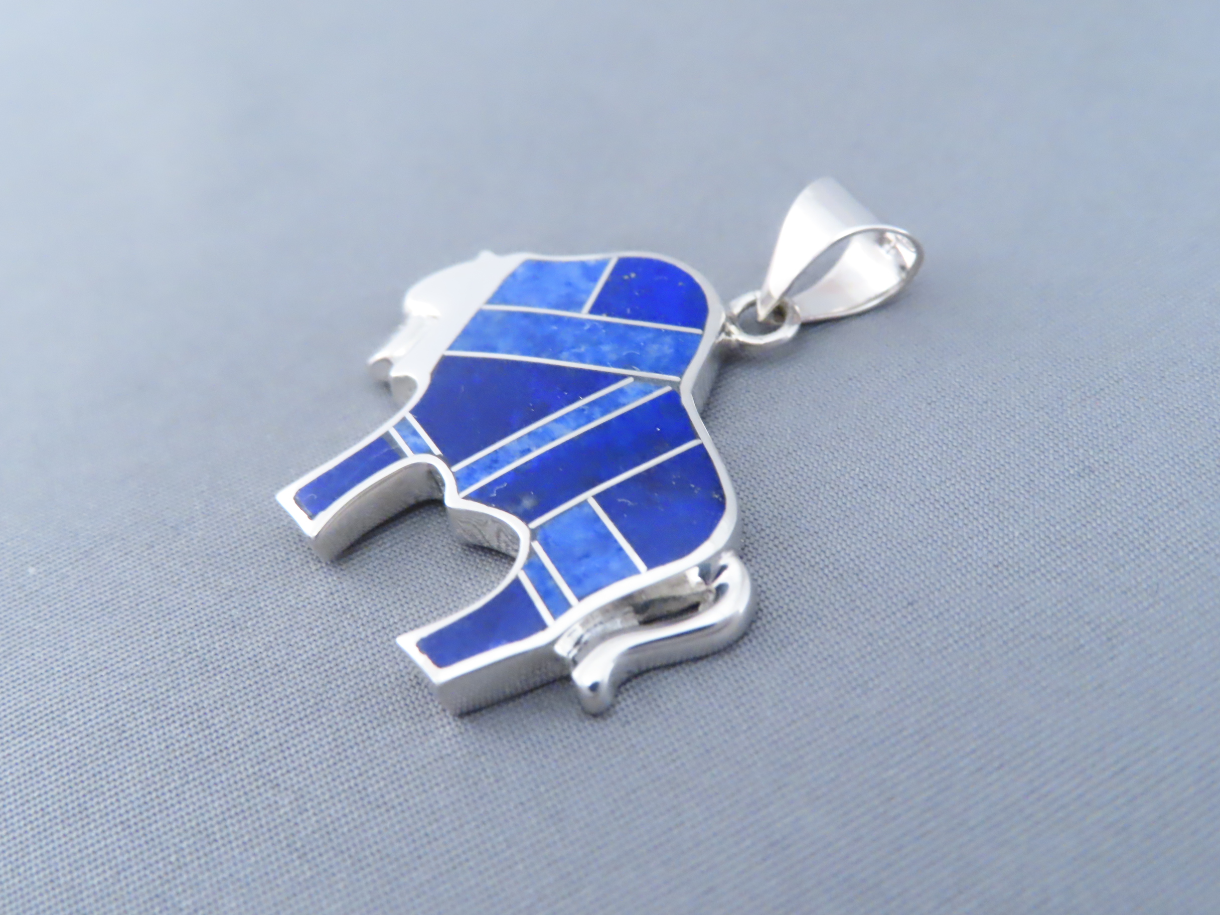 Lapis Inlay Bison Pendant – Buffalo Pendant