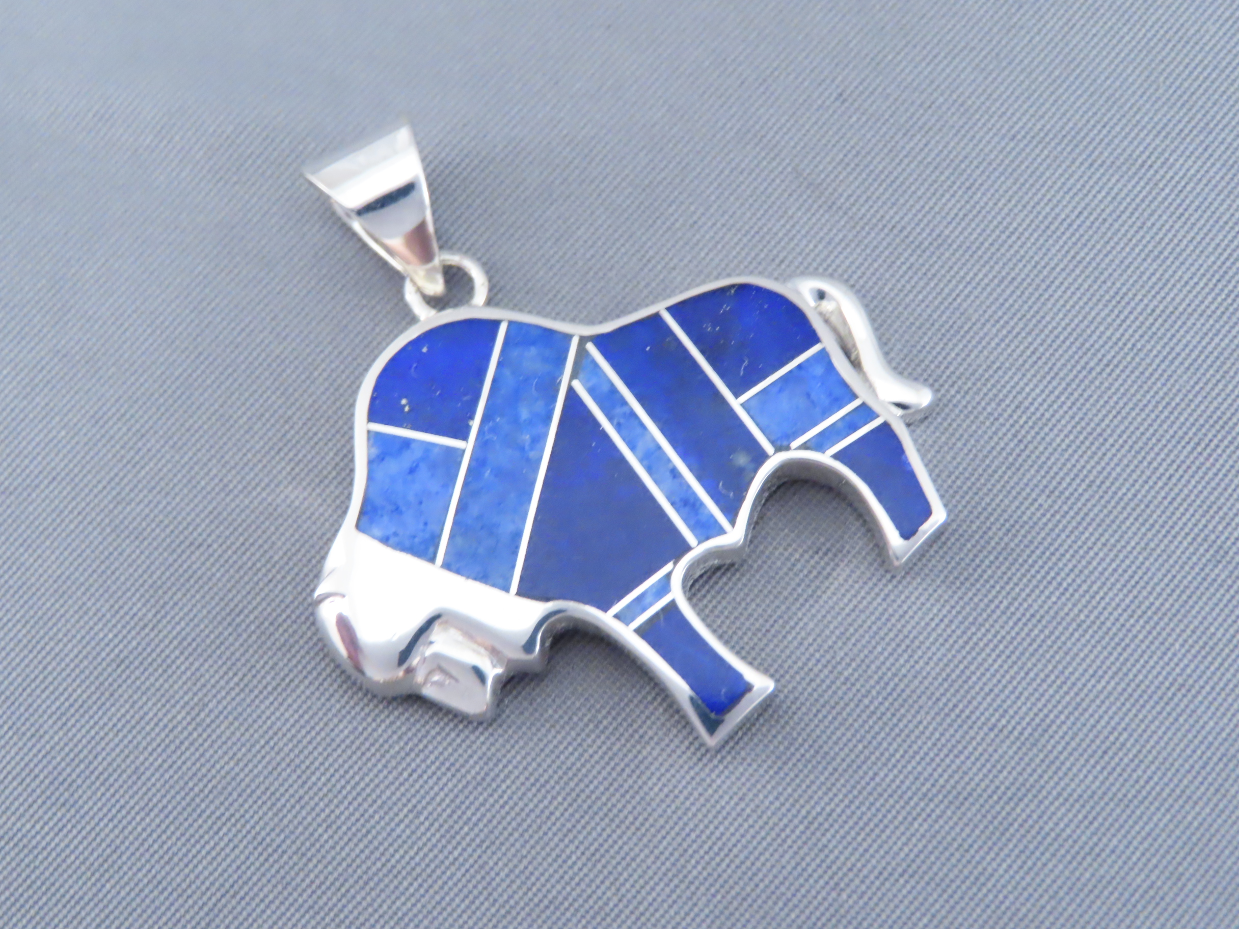 Lapis Inlay Bison Pendant – Buffalo Pendant