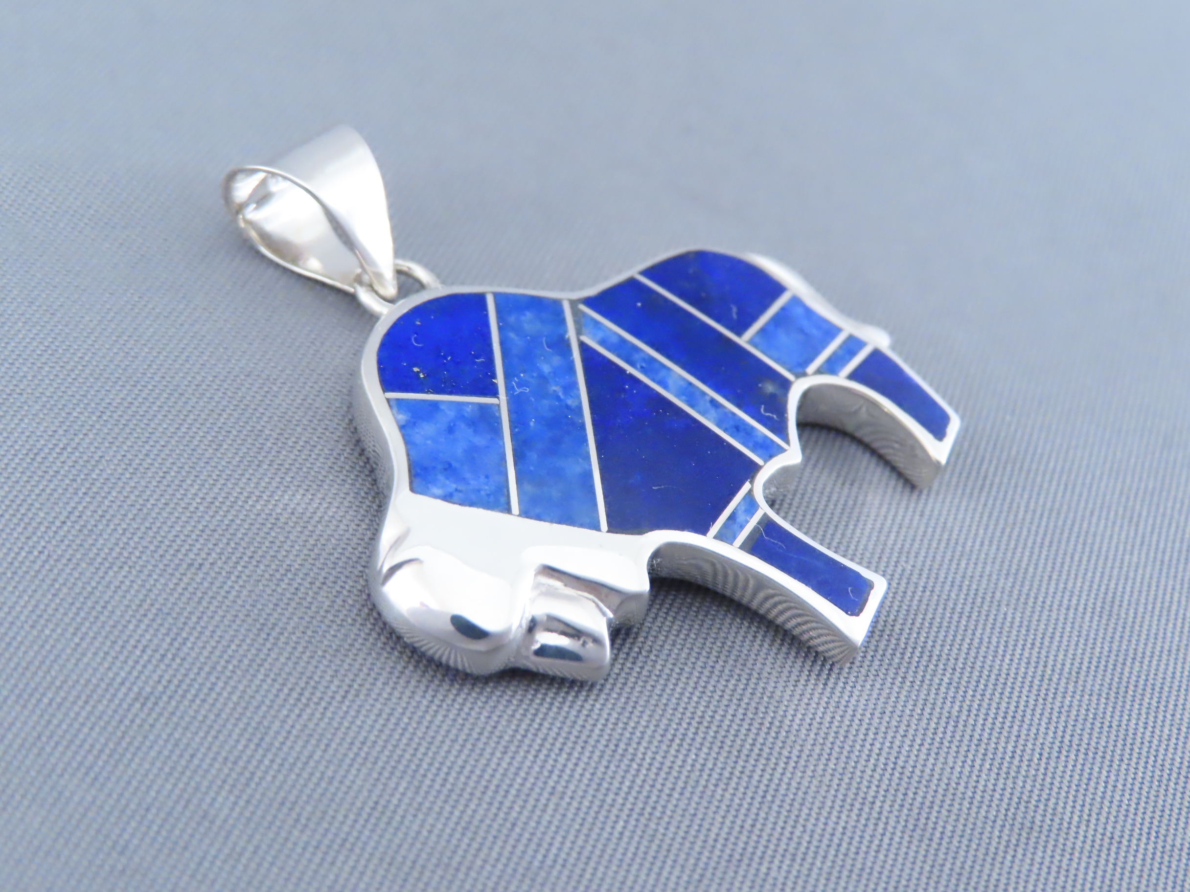 Lapis Inlay Bison Pendant – Buffalo Pendant