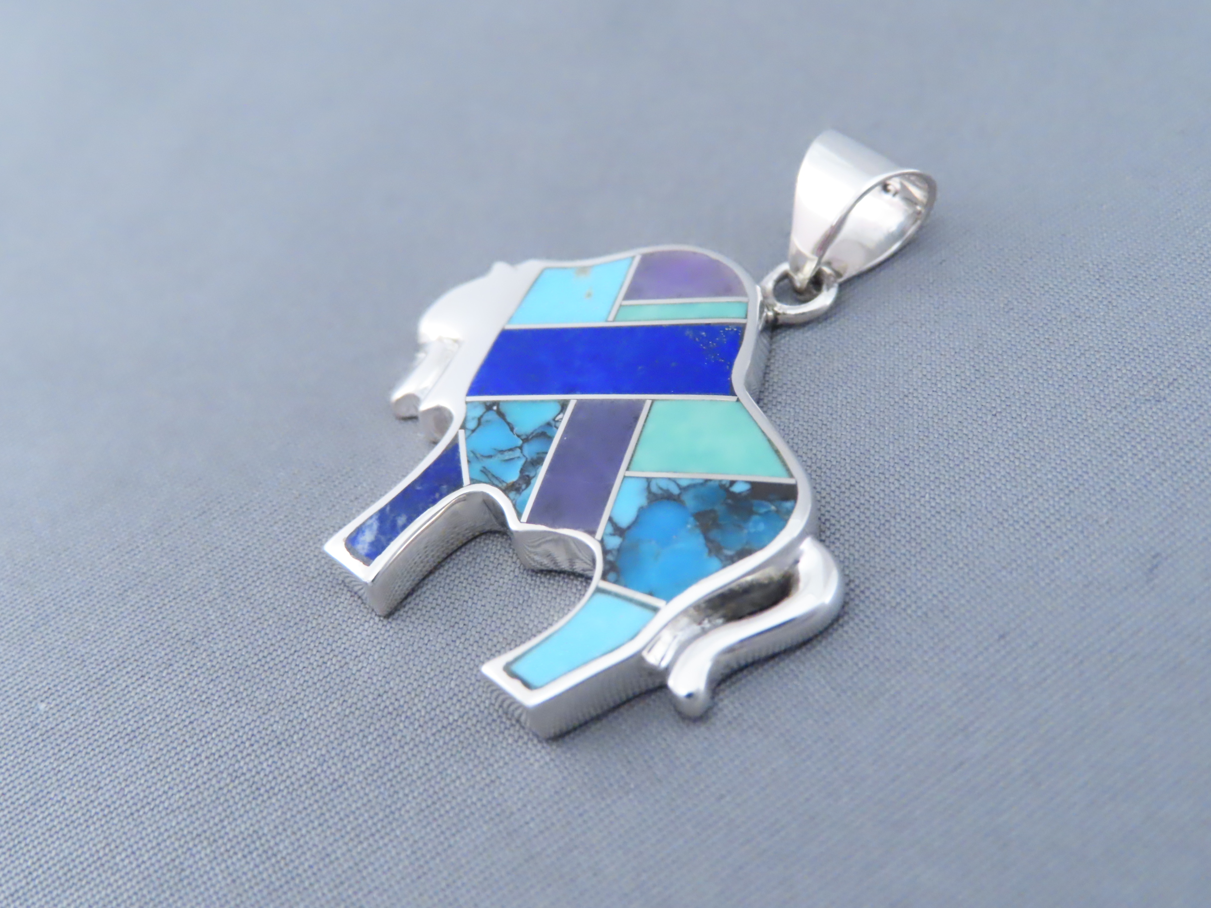 Inlaid Multi-Stone Bison Pendant – Inlay Buffalo