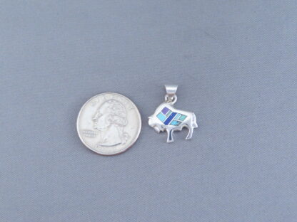 Inlaid Multi-Stone Bison Pendant (Small & Adorable)