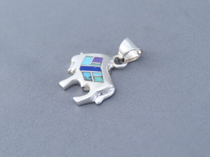 Inlaid Multi-Stone Bison Pendant (Small & Adorable)