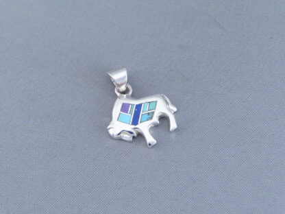 Inlaid Multi-Stone Bison Pendant (Small & Adorable)