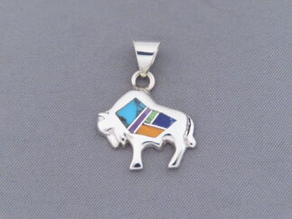 Inlaid Multi-Color Little Buffalo (Bison) Pendant