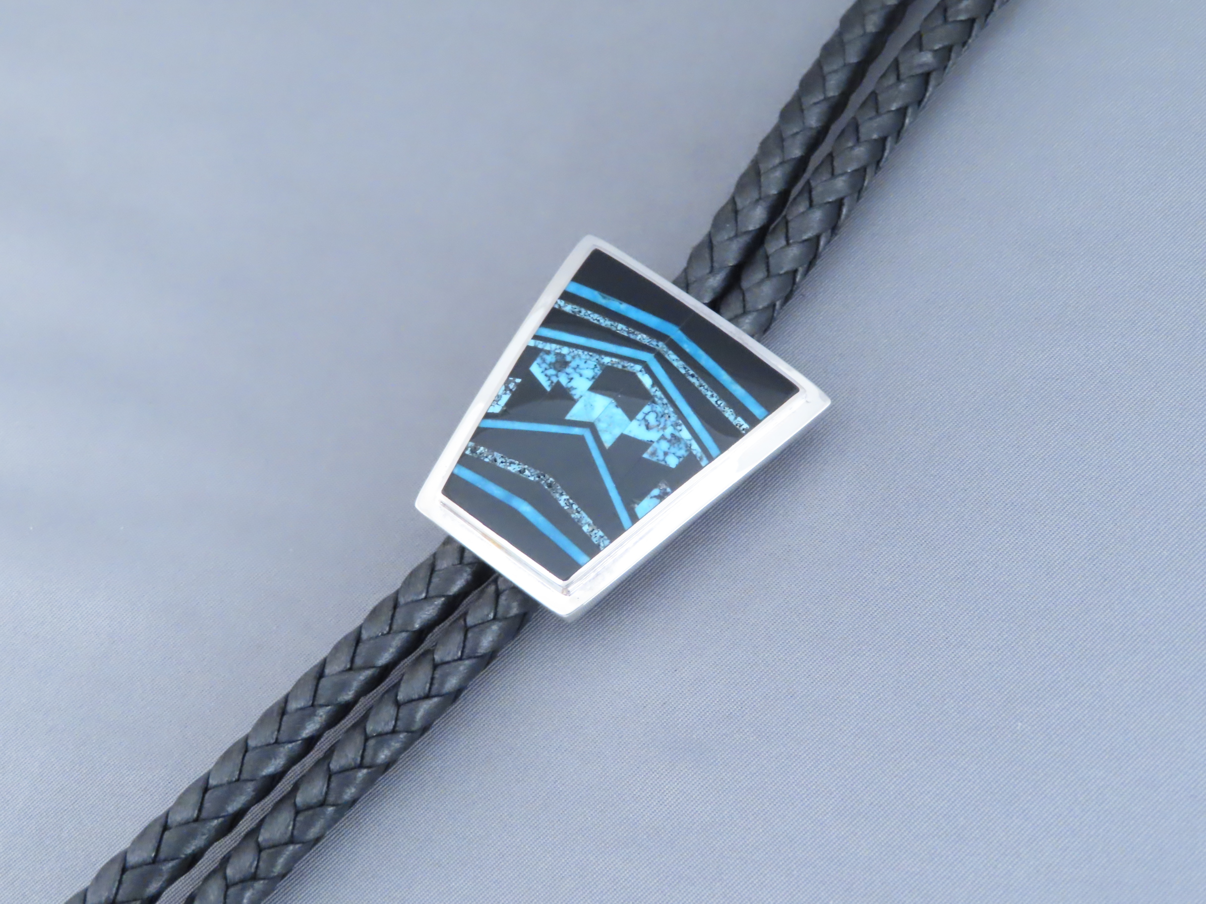 Black Jade & Turquoise Inlay Bolo Tie – FINE INLAY