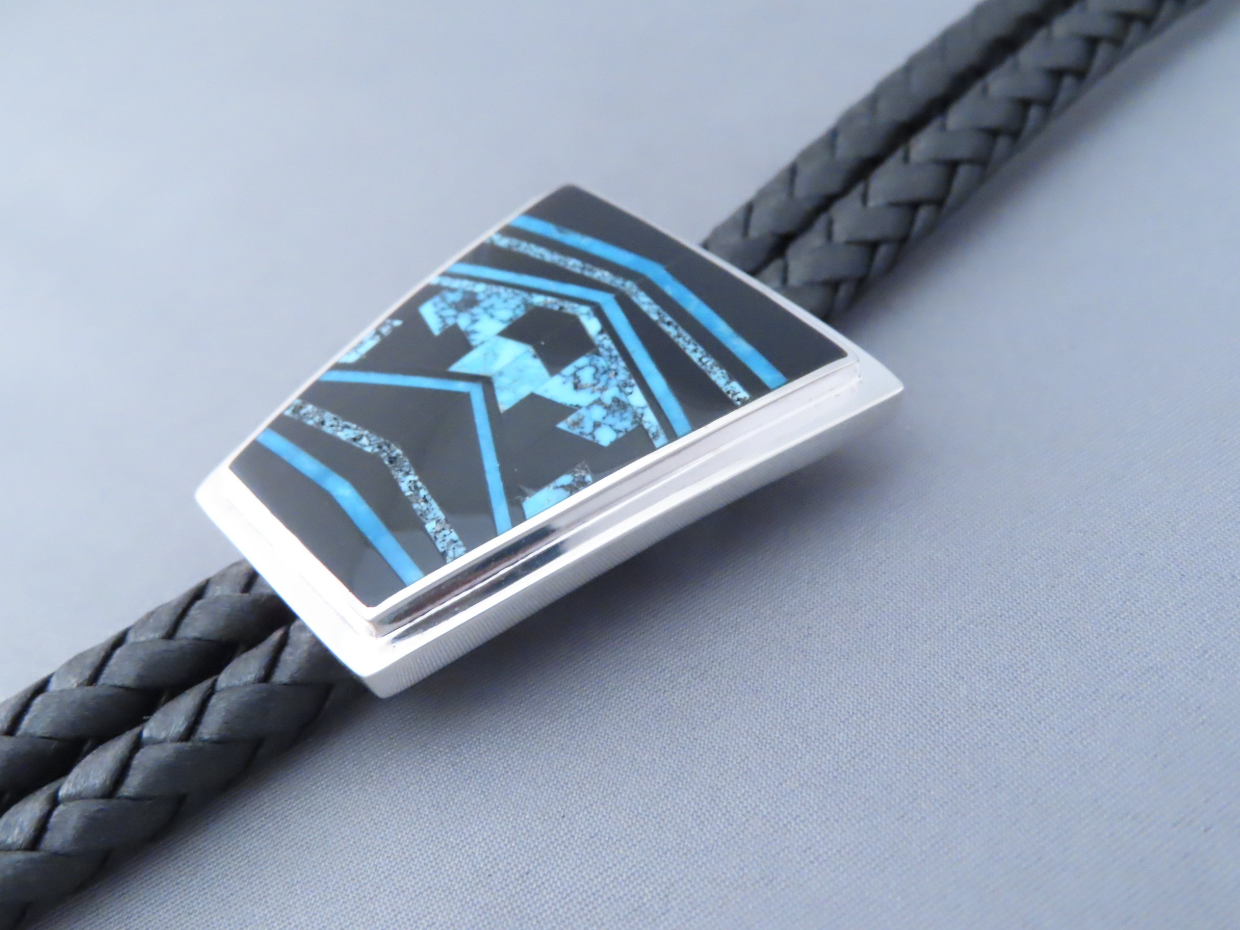 Black Jade & Turquoise Inlay Bolo Tie – FINE INLAY