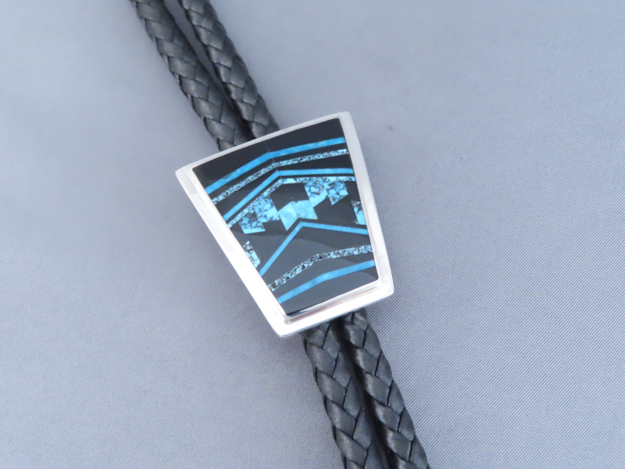 Black Jade & Turquoise Inlay Bolo Tie – FINE INLAY