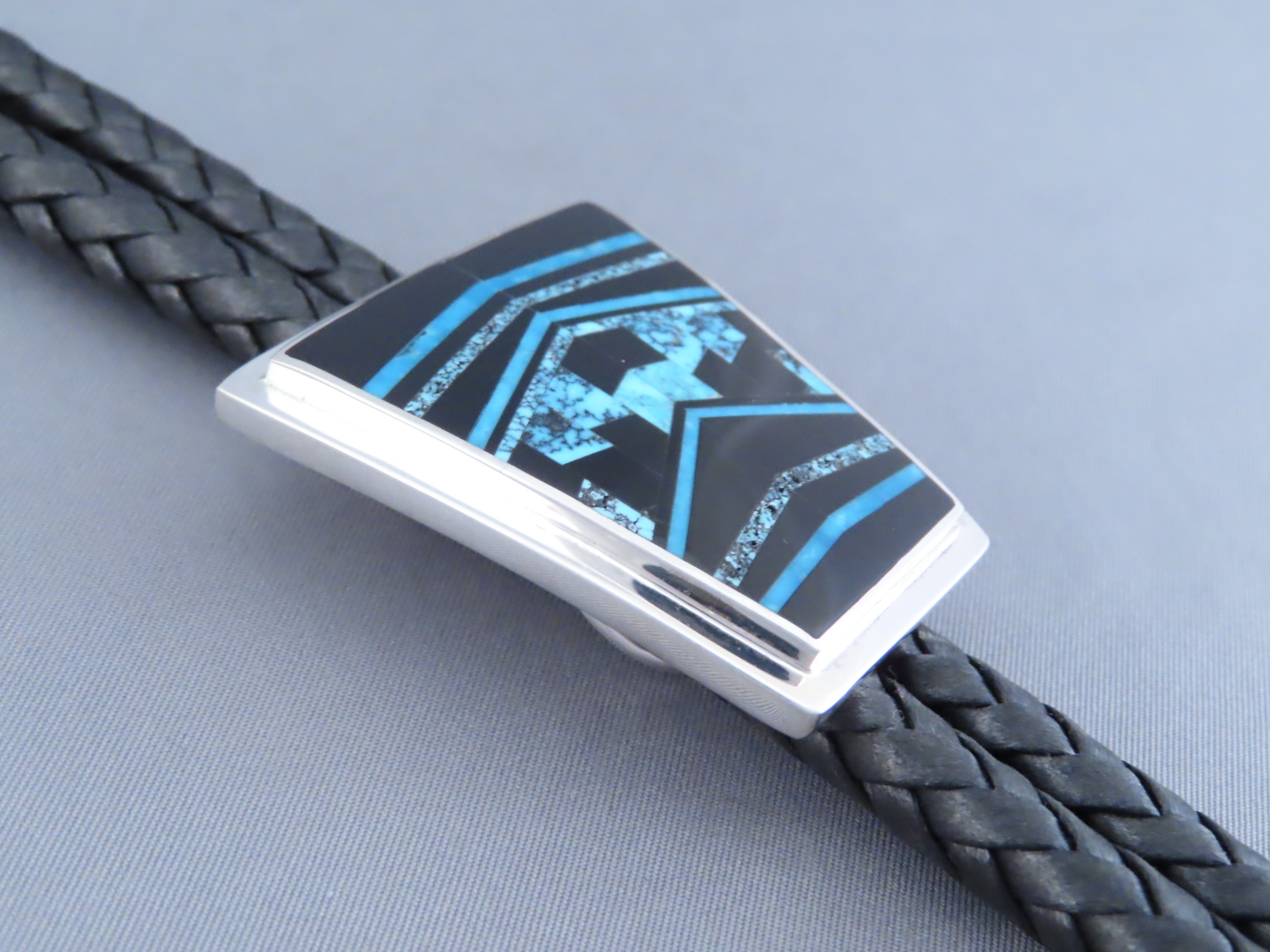 Black Jade & Turquoise Inlay Bolo Tie – FINE INLAY