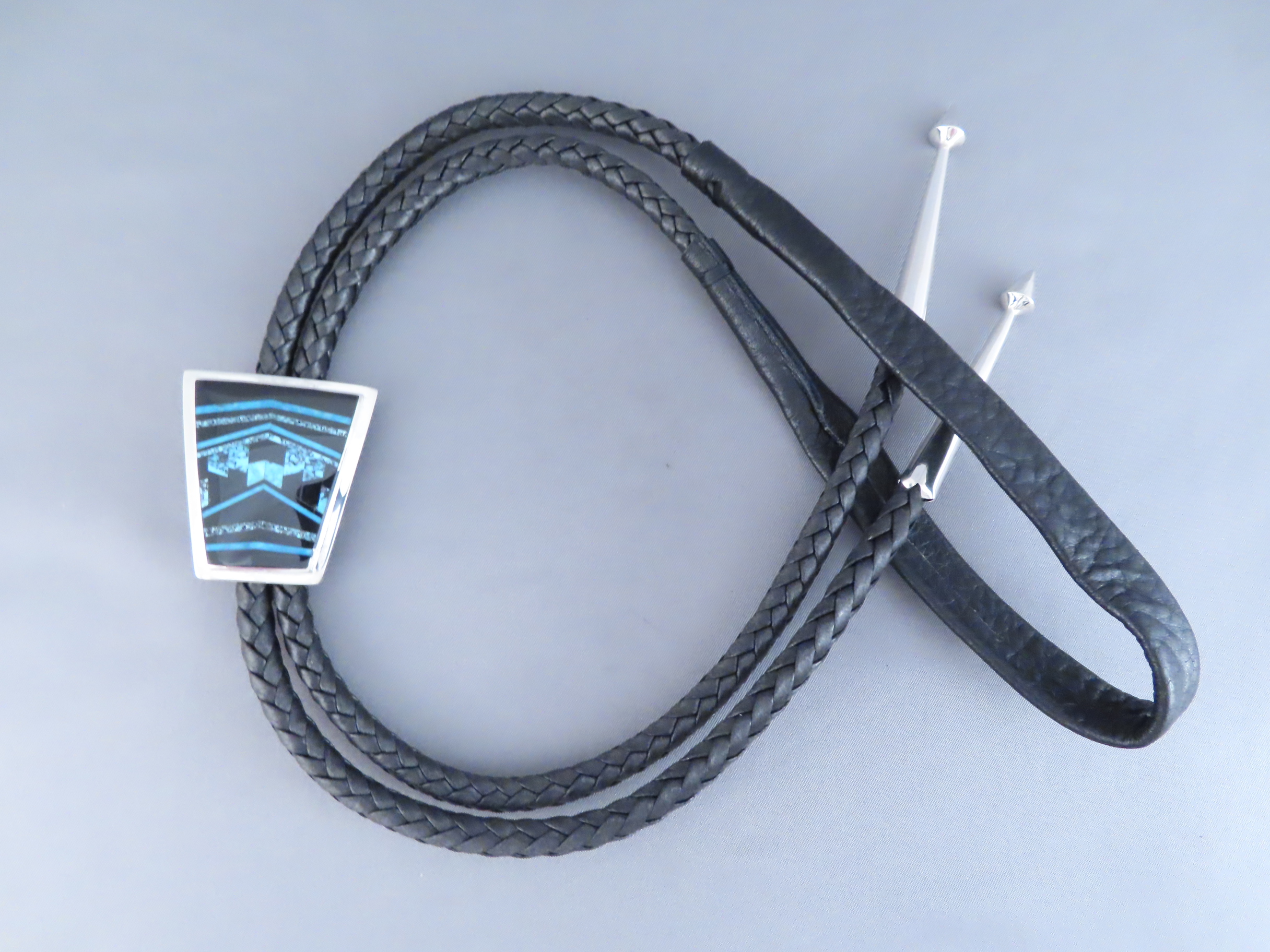Black Jade & Turquoise Inlay Bolo Tie – FINE INLAY