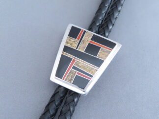 Inlaid Multi-Stone & Coral Bolo Tie