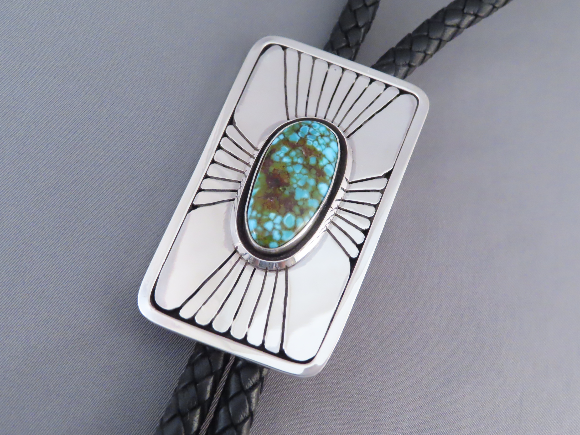 Leonard Nez Bolo Tie with Kingman Turquoise