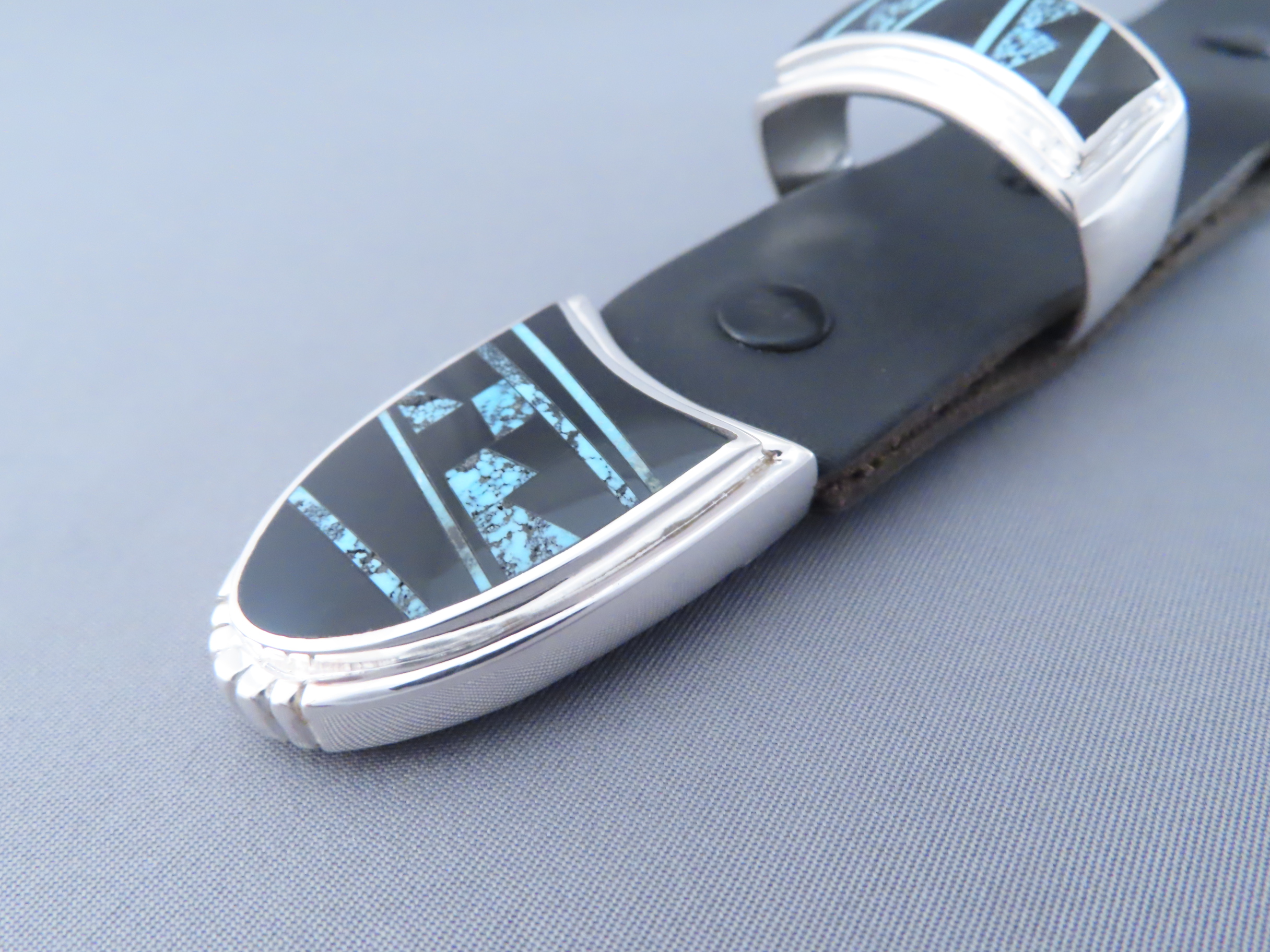 Turquoise & Black Jade Inlay Ranger Buckle Set – VERY FINE Inlay