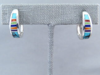 Inlaid Multi-Color Earrings (Smaller Huggies)
