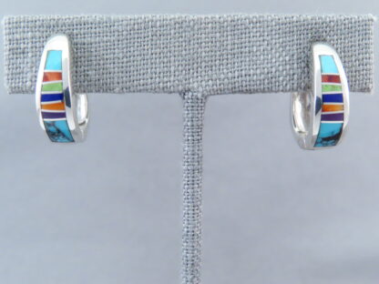 Inlaid Multi-Color Earrings (Smaller Huggies)