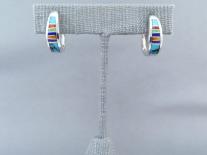 Inlaid Multi-Color Earrings (Smaller Huggies)