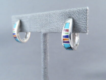 Inlaid Multi-Color Earrings (Smaller Huggies)