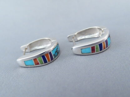 Inlaid Multi-Color Earrings (Smaller Huggies)