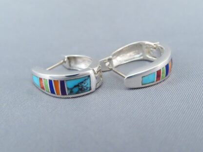 Inlaid Multi-Color Earrings (Smaller Huggies)