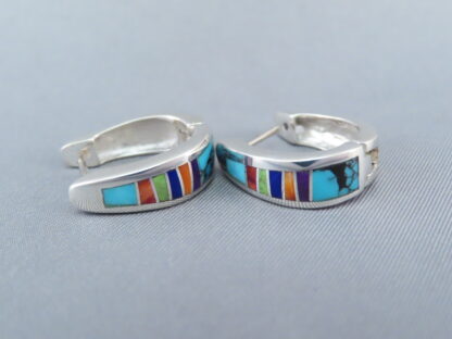 Inlaid Multi-Color Earrings (Smaller Huggies)