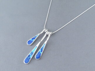 Buy Native American Jewelry - Opal & Lapis Inlay Pendant Necklace by Navajo Indian jeweler, Tim Charlie $395- FOR SALE