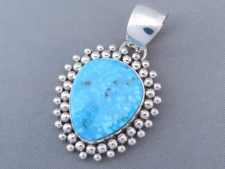 Kingman Turquoise Pendant by Artie Yellowhorse in Sterling Silver