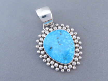 Kingman Turquoise Pendant by Artie Yellowhorse in Sterling Silver