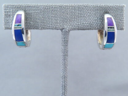 Inlaid Multi-Stone Earrings (Smaller ‘Huggies’)