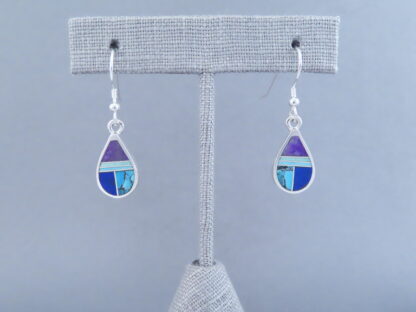 Inlaid Multi-Stone Earrings (Teardrops)