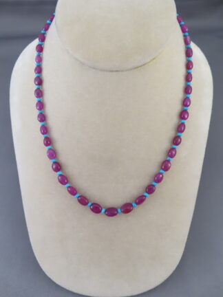 Pink Sapphire Necklace with Turquoise Accents