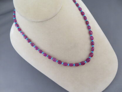 Pink Sapphire Necklace with Turquoise Accents