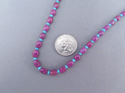 Pink Sapphire Necklace with Turquoise Accents