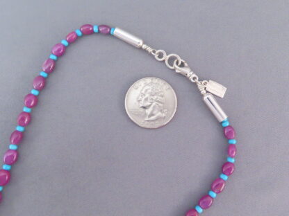 Pink Sapphire Necklace with Turquoise Accents