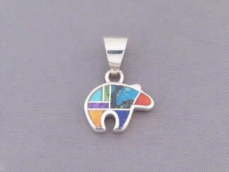Inlaid Multi-Color Bear Pendant  (small)
