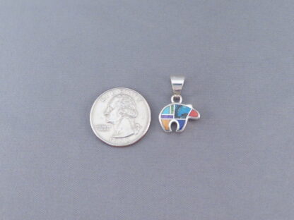 Inlaid Multi-Color Bear Pendant  (small)