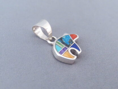 Inlaid Multi-Color Bear Pendant  (small)
