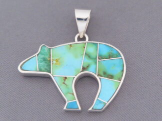 Turquoise Inlay BEAR Pendant (Sonoran Gold Turquoise)