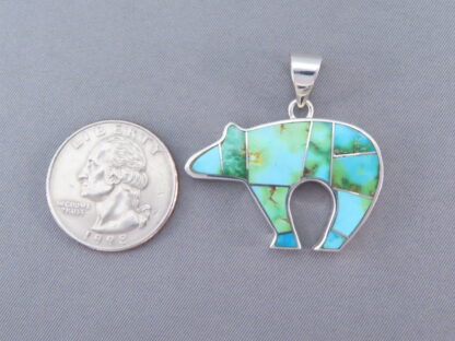 Turquoise Inlay BEAR Pendant (Sonoran Gold Turquoise)