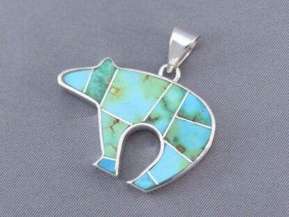 Turquoise Inlay BEAR Pendant (Sonoran Gold Turquoise)