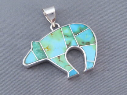 Turquoise Inlay BEAR Pendant (Sonoran Gold Turquoise)