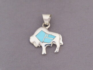Smaller Bison Pendant with Turquoise Inlay