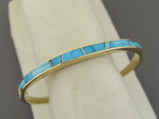Gold & Turquoise Inlay Cuff Bracelet