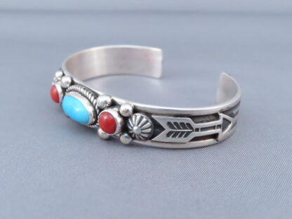 Dainty Coral & Turquoise Bracelet Cuff by Albert Jake