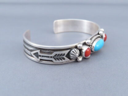 Dainty Coral & Turquoise Bracelet Cuff by Albert Jake