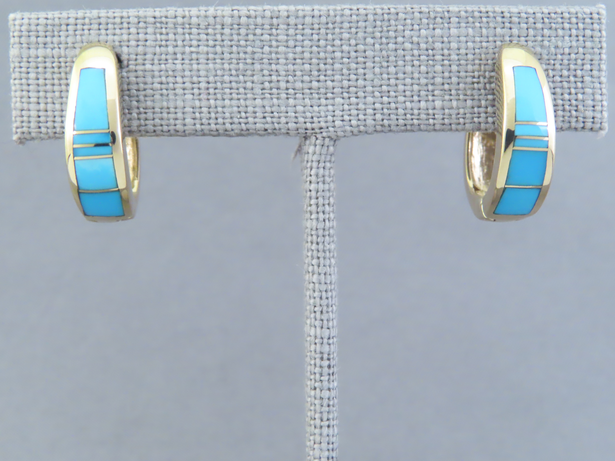 14kt Gold Turquoise Inlay Earrings